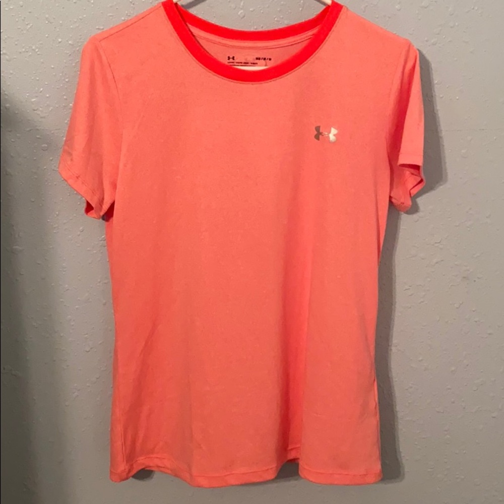 Under armour neon coral workout shirt